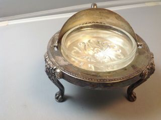 Amy Rogers silver plated lion foot domed butter or cheese dish 2