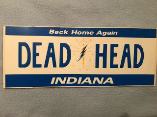 The Grateful Dead Head Sticker Vintage License Plate Indiana 11.  5x4.  5”