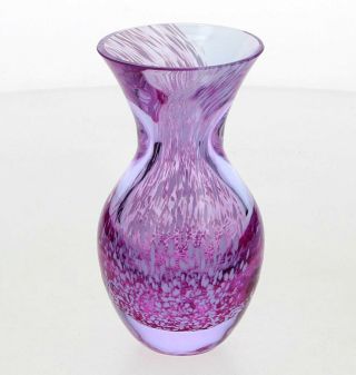 Caithness Glass Vase Purple / Pink & White 13 Cm