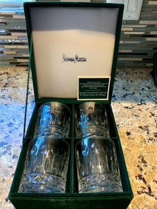Neiman Marcus By Godinger Set Of 4 Double Old Fashioned Crystal Glasses