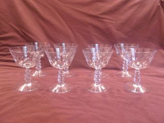 Set Of 8 Champagne/tall Sherbet Clear Crystal Glasses W/laurel Wreath Pattern