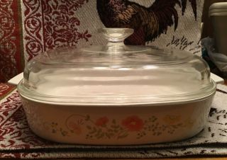 Vintage Corning Ware 10 " X 10 " X 2 " Wildflower Casserole Dish With Lid
