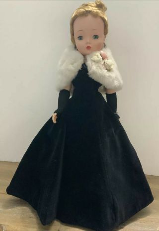 Vintage Madame Alexander Cissy Doll 2173 Black Princess Gown Fur Stole