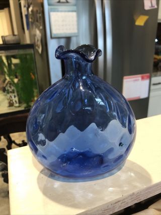 Vintage Blue Glass Bottle Vase Decanter