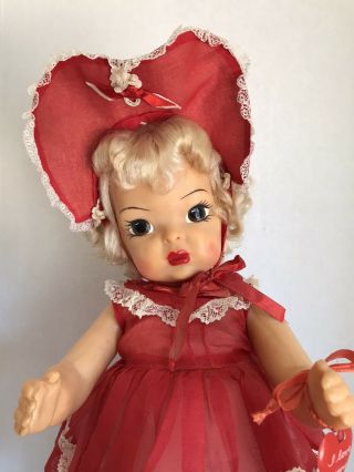 Vintage 16” Terri Lee Patent Pending Doll In 1954 Heart Fund Dress & Hat Rare
