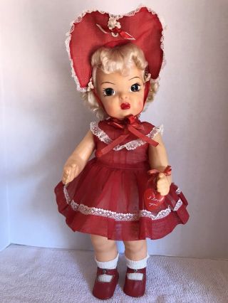 Vintage 16” Terri Lee Patent Pending Doll in 1954 Heart Fund Dress & Hat RARE 3