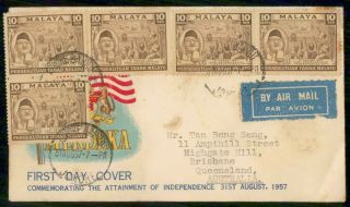 Malaya 1957 Merdeka Independence Day To Australia First Day Cover Wwh55389