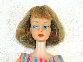 Barbie: Vintage Brownette Bend Leg Long Hair American Girl Barbie Doll