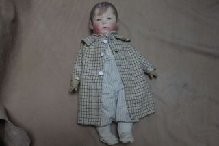 Antique Kathe Kruse Doll No.  1 Boy Oil Painted Cloth Molded Head - - Nr