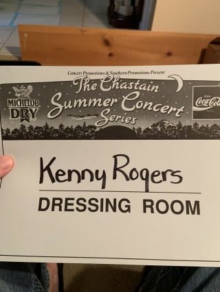 Kenny Rogers Farewell Tour Vip Tour Backstage Pass And Dressing Room Sign
