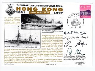 Departure British Forces Hong Kong 1997 Royal Navy Signed Cover Hms Tamar