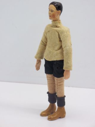 Vintage Antique Bucherer Saba Metal Full Jointed Athlete Doll With Clothes 5