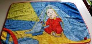 Caillou Goes Camping Fleece Blanket In A Tent Holding A Flashlight Very Rare