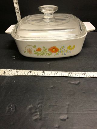 Vintage Corning Ware Wildflower Casserole Dish A - 1 - B 1 Liter With Pyrex Lid.