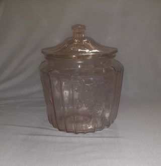 Pink Depression Glass Candy Dish Cookie Jar With Lid 7 " Tall