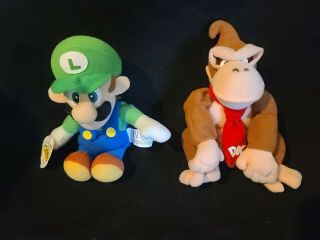 1997 Nintendo 64 Collectible Bd&a Luigi & Donkey Kong Plush Bean Bag Mario