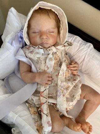 Reborn Sleeping Baby Girl Doll Authentic Levi Sculpture By Bonnie Brown Le