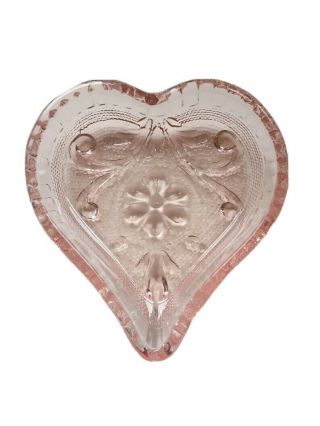 Set Of 10 Vintage Pink Depression Glass Heart Shaped Trinket Dish Salt Dish