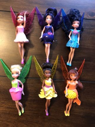 5 " Disney Fairies Tinker Bell And Friends Dolls Figures Set Of 6 Flowers Shoes