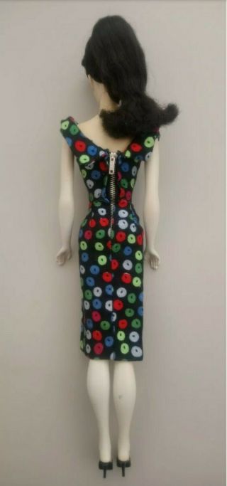 Vintage 1960s 3 Brunette Ponytail Barbie Doll & Apple Sheath Dress 3