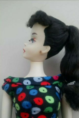 Vintage 1960s 3 Brunette Ponytail Barbie Doll & Apple Sheath Dress 4
