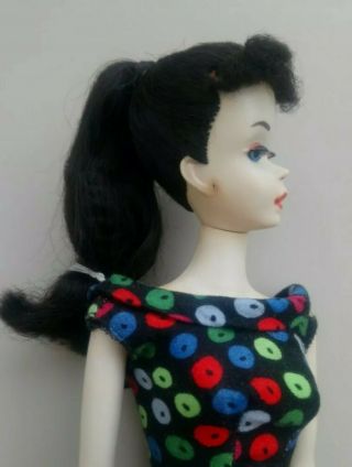 Vintage 1960s 3 Brunette Ponytail Barbie Doll & Apple Sheath Dress 5