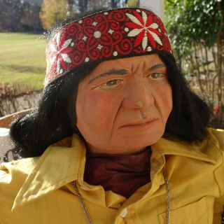 38 " Vintage Large Cherokee Indian Hand Carved Wood Doll White Cloud Ooak