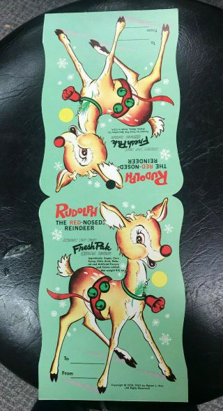 Vintage 1963 Rudolph The Red Nose Reindeer Advertising Christmas Stocking Card