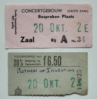 The Mothers Of Invention Vintage Ticket Stub Concert Amsterdam October 20,  1968