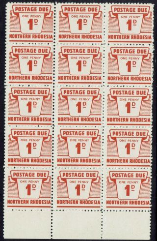 Northern Rhodesia 1963 Postage Due 1d Mnh Block