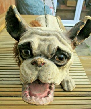 Rare Roullet Decamps Automaton Growler Paper Mache French Bulldog Dog