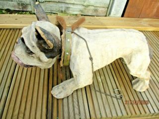 Rare Roullet Decamps Automaton Growler Paper Mache French Bulldog Dog 3