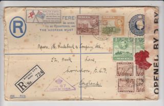 B1202 Malta 1941 3d Registered Envelope From Birkirkara To Uk.  Gratitude Label.
