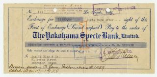 Hong Kong Bill of Exchange STAMP DUTY Document 1928 Revenue KGV $3 80c KGV 2