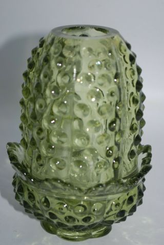 Vintage Fenton Art Glass Colonial Green Hobnail Fairy Lamp Light 3608cg