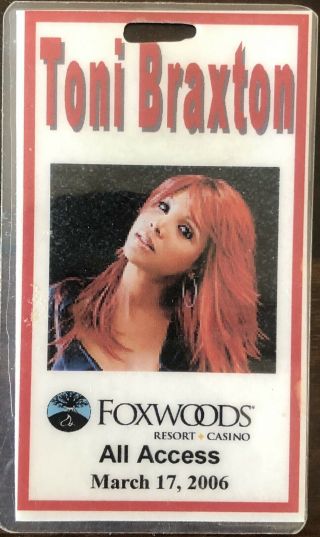 Toni Braxton 2006 Libra Tour Laminate Backstage Pass All Access Foxwoods