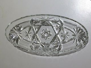 Vintage Cut Glass Crystal Divided Oval Serving Dishes 2