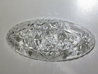 Vintage Cut Glass Crystal Divided Oval Serving Dishes 3