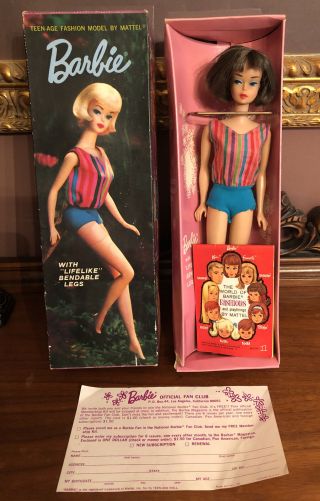 Vintage American Girl Long Hair Silver Brunette Doll w/ Box Swimsuit Stand Book 4