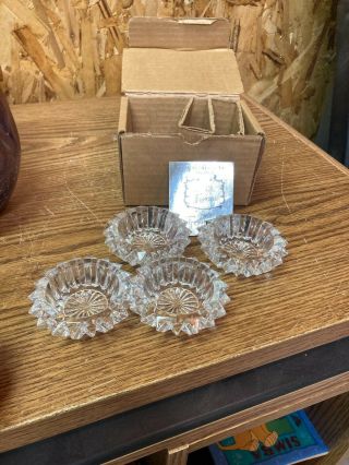 4 Vintage Fostoria Lead Crystal Candle Holders Or Butter Pats Fs