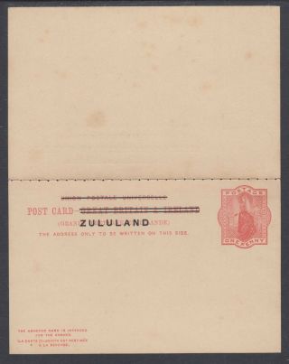 Zululand H&g 4 1893 1p Postal Reply Double Card Of Great Britain W/ Ovpt