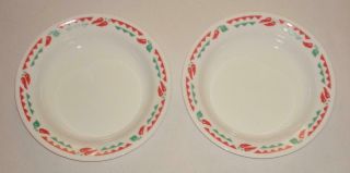 2 Corelle Fiesta Chili Peppers Flat Rimmed Soup Pasta Bowls 8 - 1/2 "