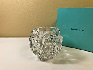 Vintage Signed Tiffany & Co Rock Cut Crystal Votive Candle Holder / Tealight