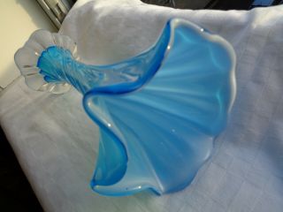 Delightful,  Vintage,  Murano,  Blue and White,  Twisted,  Encased,  Glass Vase 2