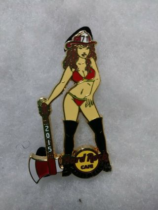Hard Rock Cafe Pin Myrtle Beach Fire Girl With Axe Guitar 2015