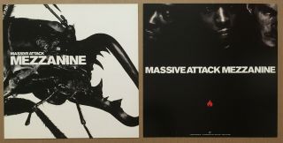 Massive Attack Rare 1998 Set Of 2 Double Sided Promo Poster Flat 4 Mezzanine Cd