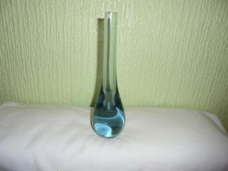 Mid Century Murano Sommerso Blue Glass - Teardrop 7.  5 " Vase