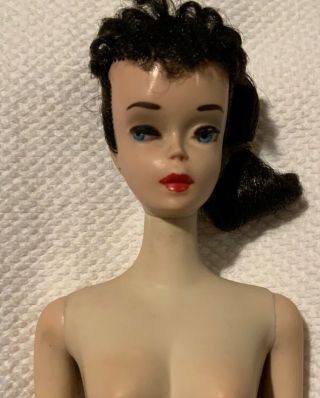 Vintage Barbie 3 Brunette Ponytail - Brown Eyeshadow All W/round Stand