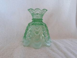 Fenton Double Ended Green Opalescent Draped Candle Holder w/ Stickers 2