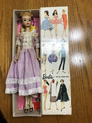 Vintage 1959 Mattel 850 Blond Barbie Box And Booklet